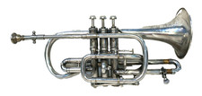 C G Conn Silver Cornet 1902 The Wunder Model w/ Case, Mouthpiece and Baffle