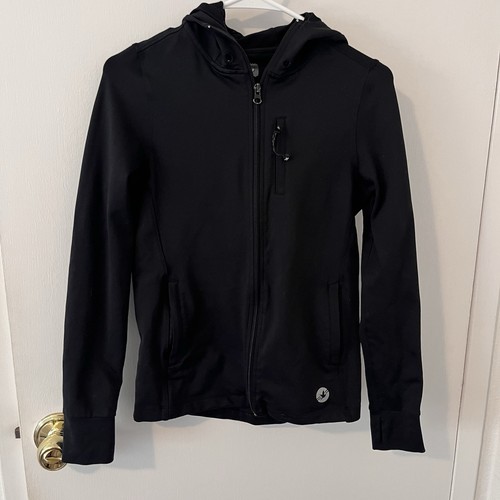 Aerie Fit Black Running Jacket Athletic Hooded Zipping Pockets Small