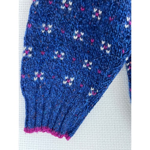 REI Wool Blend Cardigan Sweater Womens Medium Blue Fair Isle Knit Vintage - Picture 6 of 9