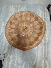 Tan Moroccan Leather Pouf Form Only Handmade Ottoman Footstool Leather (Camel)