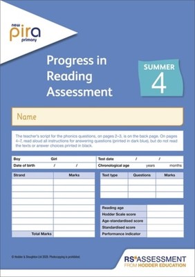 New PiRA Test 4, Summer PK10 (Progress in Reading Assessment) by COLIN MCCARTY