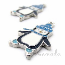 Ice Skating Penguin Charms 25mm Blue Winter Pendants C941487 - 5, 10, 20PCs