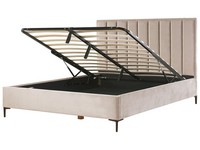 Polsterbett Samtstoff Beige Taupe 180X200 Cm Mit Bettkasten Hochklappbar Sezanne