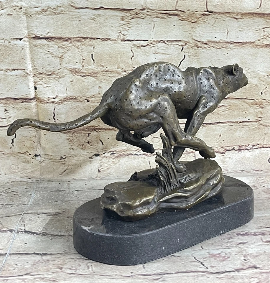 Miguel Lopez (Milo) Sculpture Animalière En Bronze Cours Cheetah Statue Décor - Photo 3/4