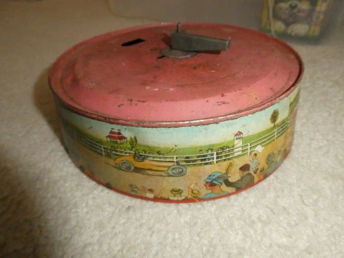 Vintage 1930s Marx Tin Litho Toy Part Whee Whiz Auto Base 2 1/2" Tall