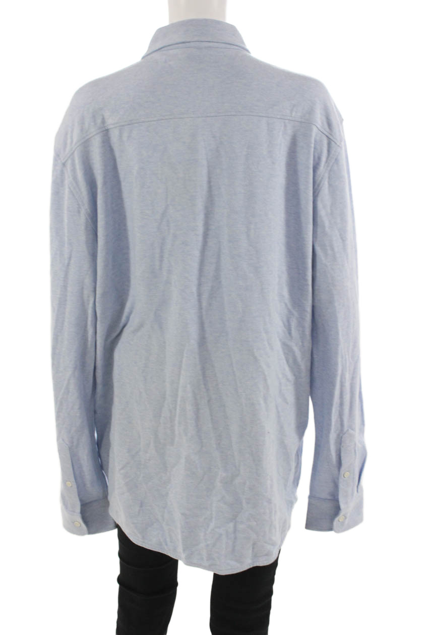 Faherty Mens Button-Down Collared Light Blue Long… - image 3