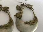 Vintage Antique Art Nouveau Earrings Figural Lady in Landscape Brass & Silver — photo 3