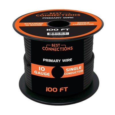 10 Gauge Car Audio Primary Wire (100ft Black)  Remote, Power/Ground Electrical