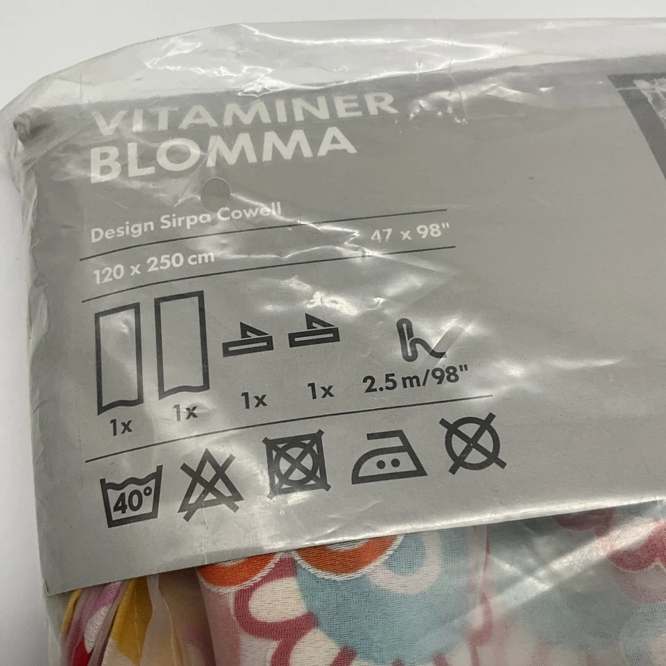 Ikea Vitaminer Blomma 2 Paneles Cortina Transparente Floral Sirpa Cowell Diseño 47 x 98 Foto 2 de 4