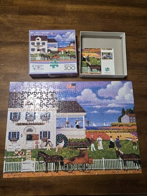 Picture Sourcebook コラージ 300のイラスト Charles Wysocki Puzzle Tea By The Sea LARGE 300 Piece Complete w