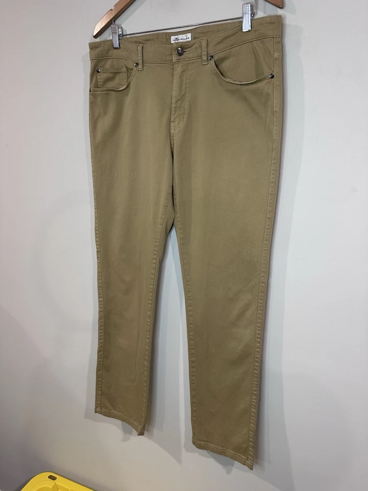 Pantalones Peter Millar Para Hombres 34x32 Caqui Ultimate Satén Corona Elastizados Golf Informales Foto 2 de 4