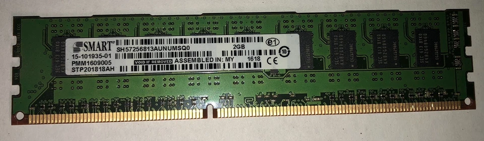 Lote de 2 - SMART 4GB (2 x 2GB) PC3L-12800E DDR3-1600 ECC Servidor RAM Memoria Foto 2 de 2