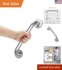 Brushed Nickel Shower Grab Bar - 12" Hand Grip Supports 500 lbs for Easy Safety