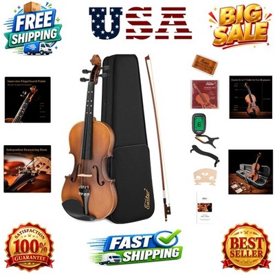 4/4 Full Size Violin Set Matte Fiddle for Beginners Adults with Hard Case, Ro...