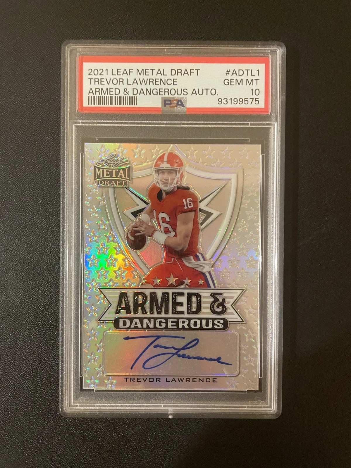 Trevor Lawrence Leaf Metal Draft Armed & Dangerous Autographs #ADTL1 Blue Marble
