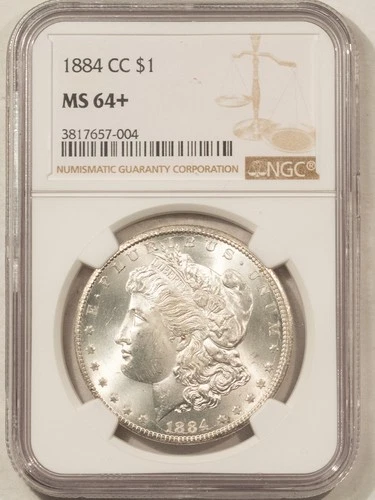 1884-CC $1 MORGAN DOLLAR - NGC MS-64+, PREMIUM QUALITY! CARSON CITY!