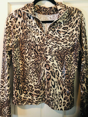 leopard print mock turtleneck