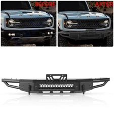 Front Bumper 2 in 1 Black For 2021-2025 Ford Bronco Powder-Coated Steel Assembly