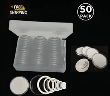 40.6 mm Coin Capsules – 50 Caps + White Gaskets + Storage Box