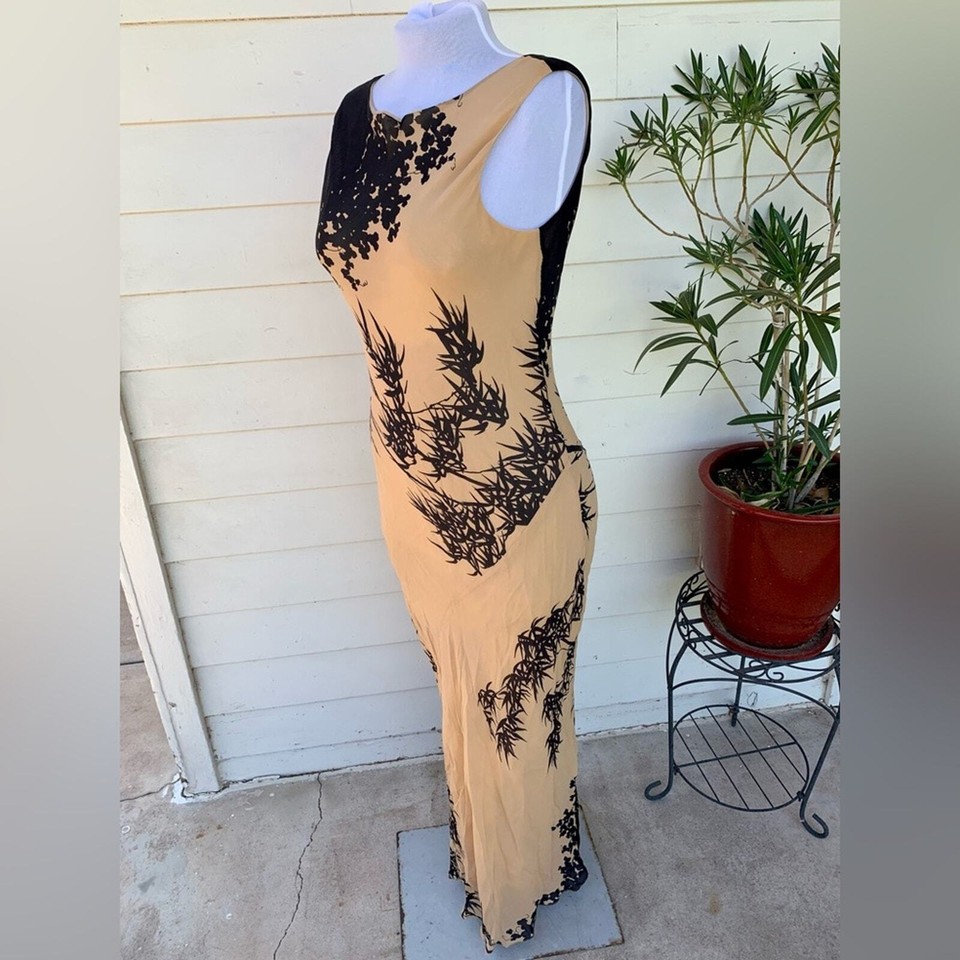 VTG GALA Collection 90 2000 y2k Silk Floral Slip Bias Dress Maxi Gown