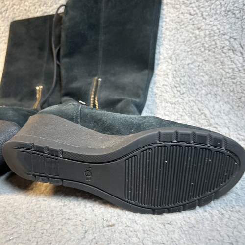 UGG Dawna Boot Womens 6 Black Suede Wedge Tall Waterproof - Picture 17 of 21