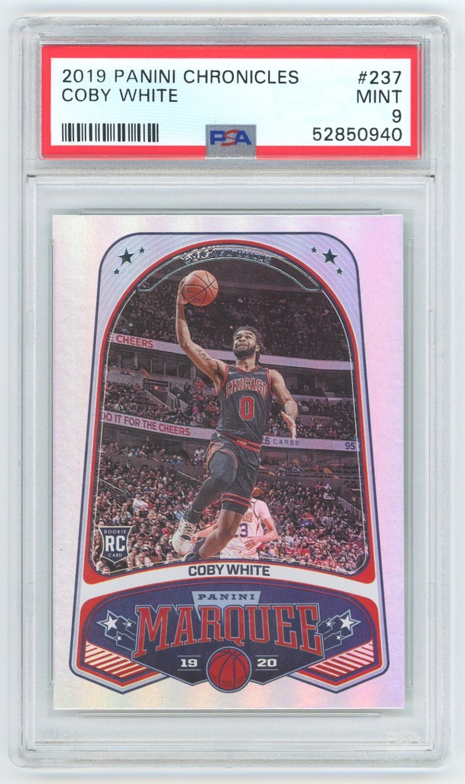 2019-20 Panini Chronicles - Marquee Coby White #237 RC Rookie PSA 9 Mint Bulls