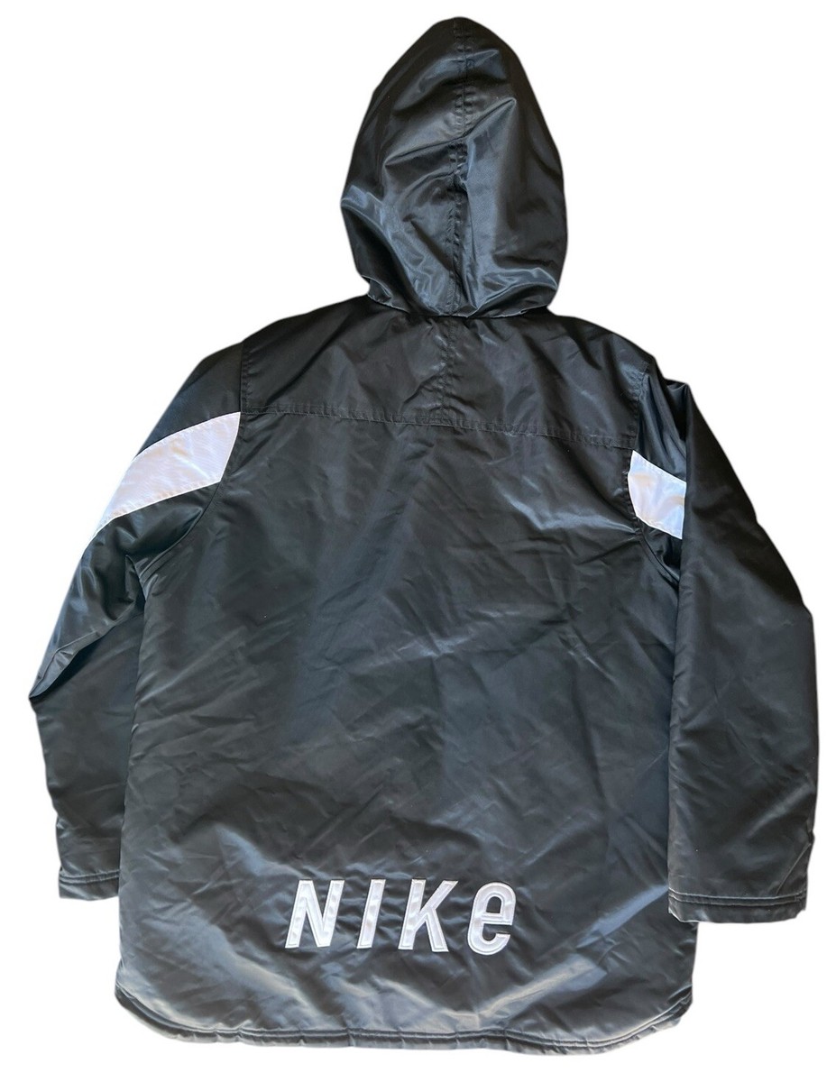 通販生活 ファッション Black Nike 90s Vintage Quilted XL Jacket Hooded Puffer Lined ジャケット・アウター