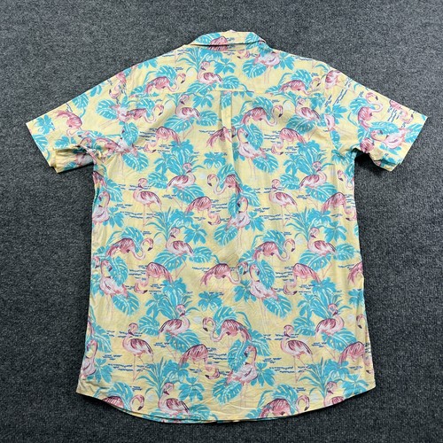 Rip Curl Mens Hawaiian Shirt Large Beige Button Up Aloha Flamingo Surf Monstera - Picture 5 of 8