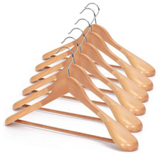 Wooden Suit Hangers, 6 Pack Extra-Wide Shoulder wood Coat Hangers with Non Slip
