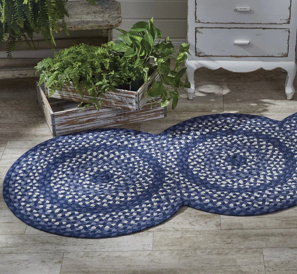 Bluestone Braided Area Rug - 30" x 72" Oval/Circles Rug Runner By Park Designs - Image 3 of 3