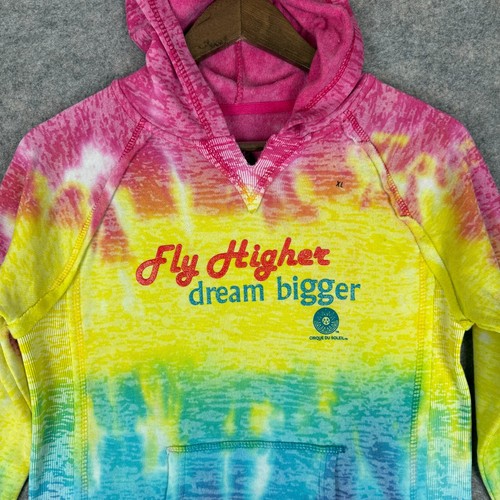 Cirque Du Soleil Hoodie Youth XL Fly Higher Dream Bigger Tie Dye Sweatshirt NWOT - Picture 2 of 13