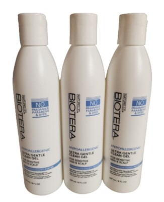 Biotera Hypoallergenic Ultra Gentle Clean Gel 8 oz For Sensitive Scalp PACK OF 3