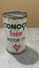 Vintage Original Conoco Super Motor Oil Can Bank Commemorative
