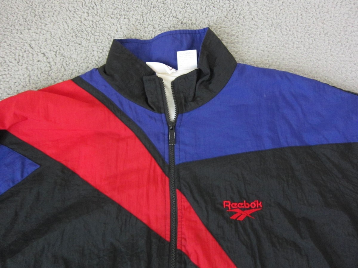 Vintage Reebok Jacket Adult Large Black Red Zip Up Track Vintage Reebok Jacket Adult Large Black Red Zip Up Track