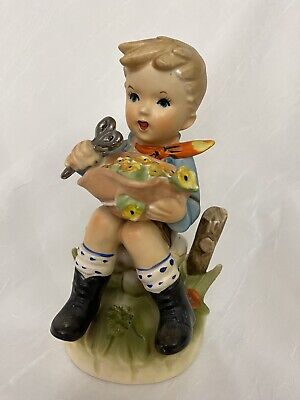 1962 Little Boy Figurine Clipping Flowers Kelvin C-308 Japan 1962 Little Boy Figurine Clipping Flowers Kelvin C-308 Japan