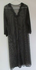 Lorraine S vintage black sheer striped robe long long sleeve