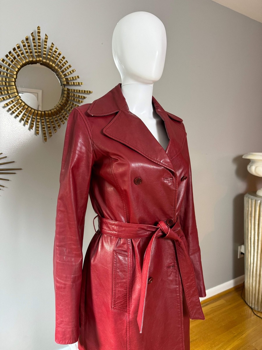 Theory - Burgundy Leather Trench Coat | eBay
