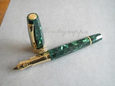 Montegrappa Extra Otto Malachite LE Celluloid Vermeil Fount Pen F 18kt nib MIB