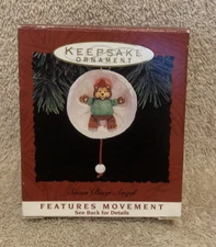1993 Hallmark Keepsake Snow Bear Angel w/Movement Ornament - GUC