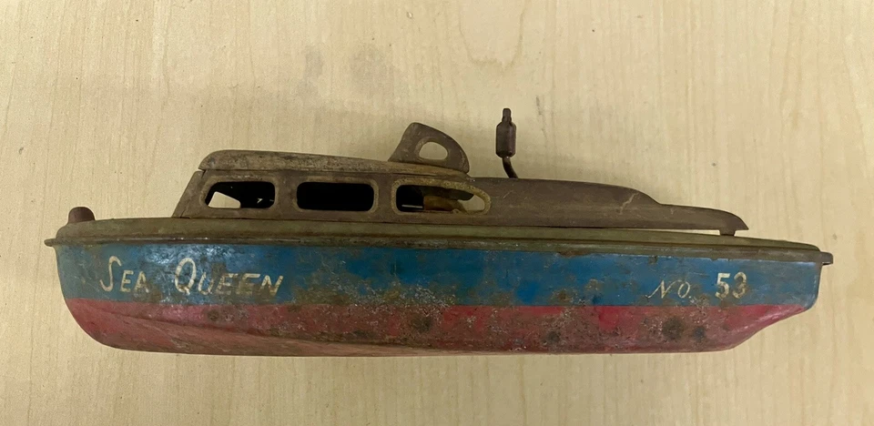 JAPÓN WIND UP Tin Sea Queen Wind Up Tin Boat Toy No.53 Foto 3 de 4