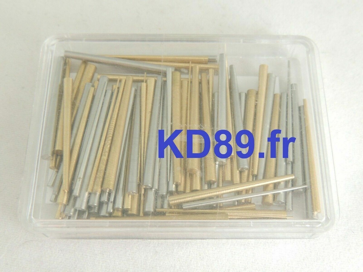 Pack d'assortiment de 100 goupilles coniques en laiton et acier pour horlogerie - Pièces détachées pour horloge