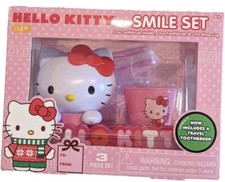 NEW HELLO KITTY Smile Set Toothbrush, Holder and Cup includes Travel Toothbrush