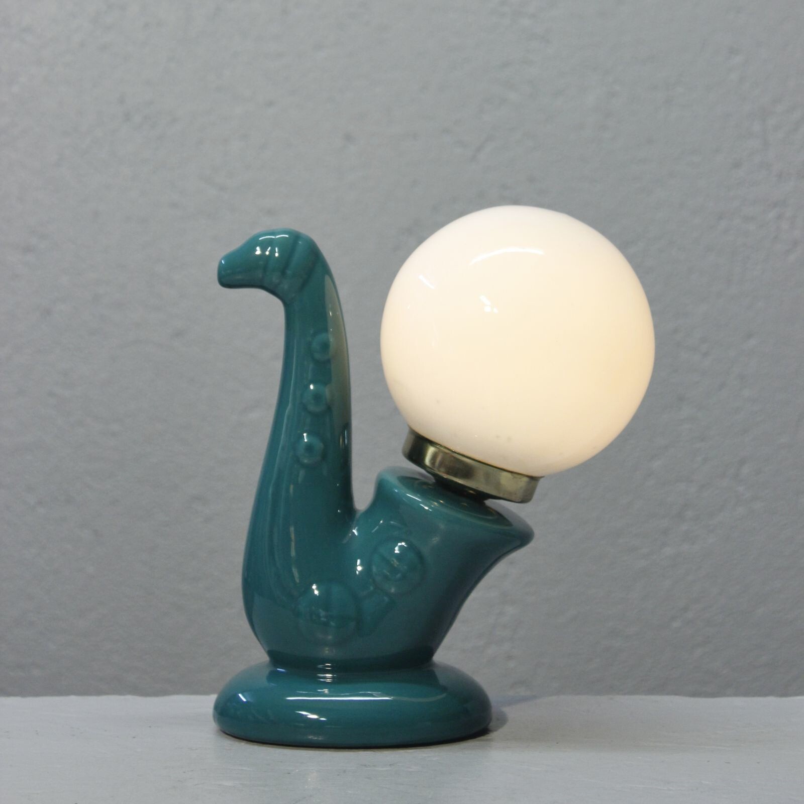 Vintage 1980s Design Ceramic & Opaline Saxophone Lamp