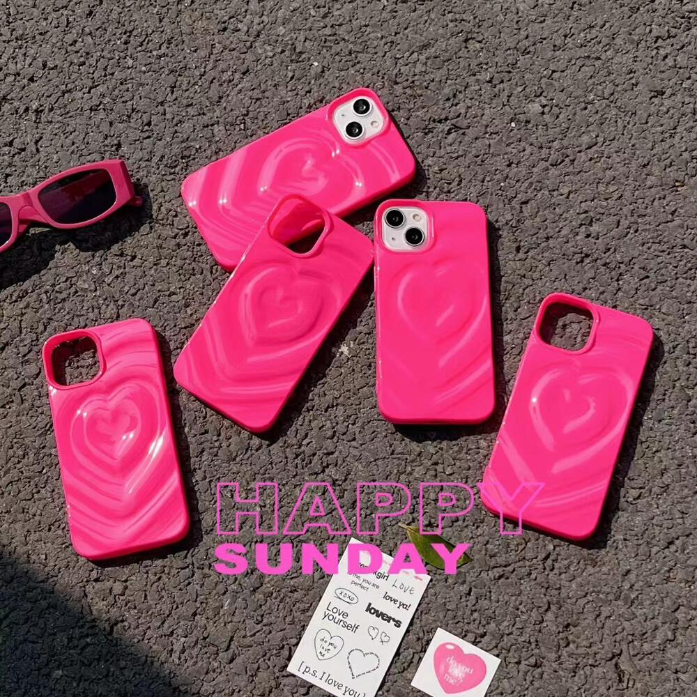 Candy Color 3D Love Heart Phone Case For iPhone 15 14 13 Pro Candy Color 3D Love Heart Phone Case For iPhone 15 14 13 Pro