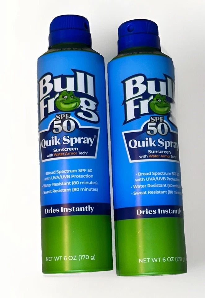 Protector solar Bull Frog Spf 50 Quik Spray con tecnología Water Armor, 6 oz, LOTE DE 2 Foto 4 de 4