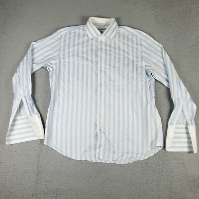Robert Graham Shirt Mens Size XL Blue Striped French Cuff Button Up Long Sleeve