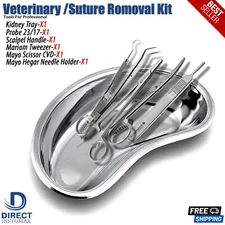 Veterinary Suture Removal Special Tray Kit Scissors Dressing Forceps Scalpel