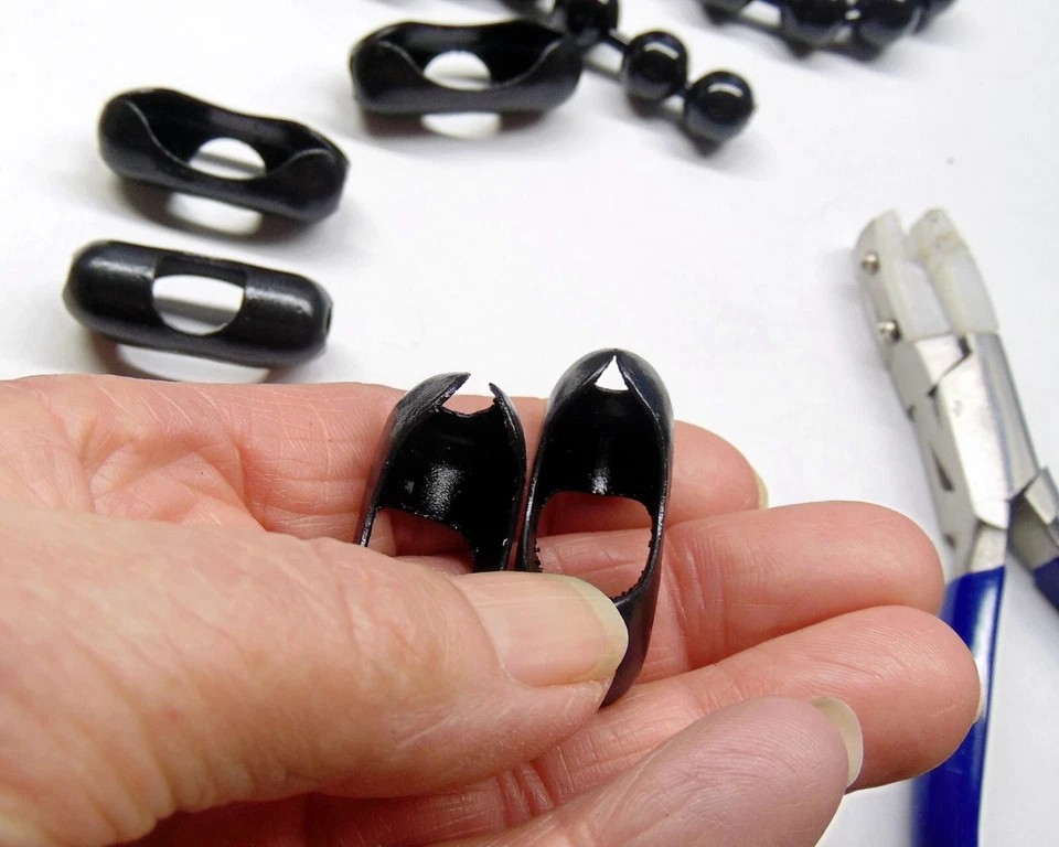 GRAN Cadena de Bolas NEGRA Brillante ~ Cuentas de 12 mm 1/2" ~ 50 pies más 50 Acopladores DECLARACIÓN Foto 4 de 4