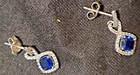 Stunning Blue & White Cubic Zirconia Pendant + Earrings Set in Sterling Silver — photo 3