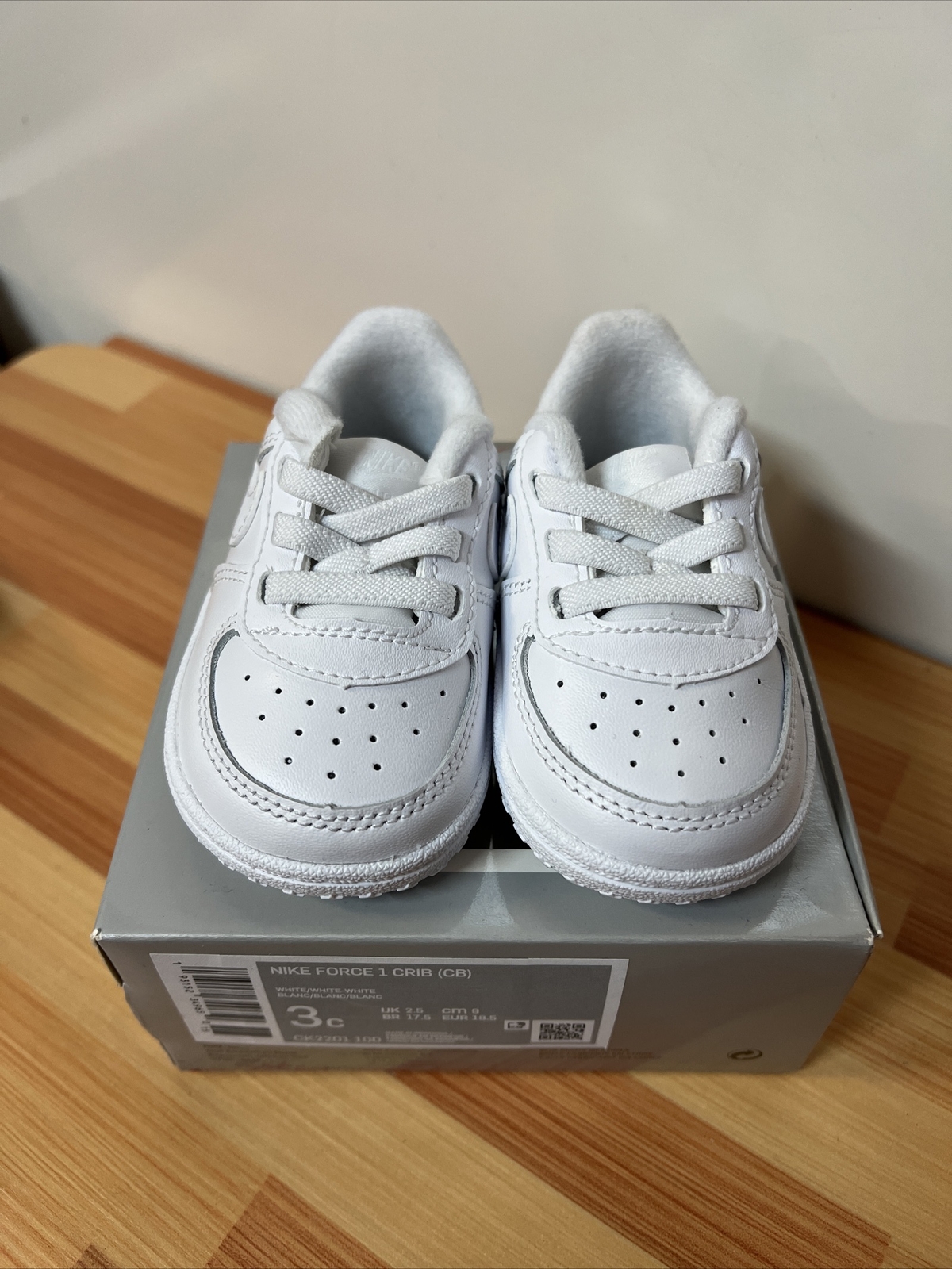 Nike Force 1 Crib Shoes Soft Bottom CK2201 100 Child Baby Size 3C White